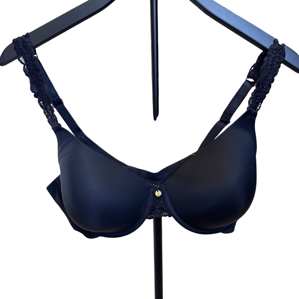 Natori Lace Trim Bra Womens 38D Black NEW 736037 Underwire Full Coverage
